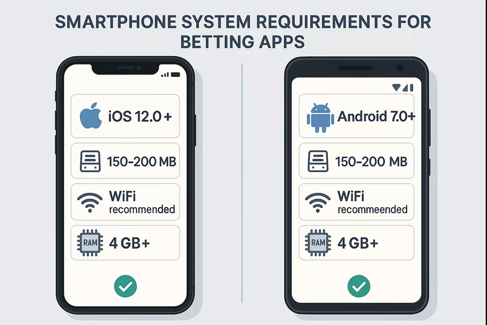 Smartphone-Spezifikationen und Systemanforderungen für Wetten Apps