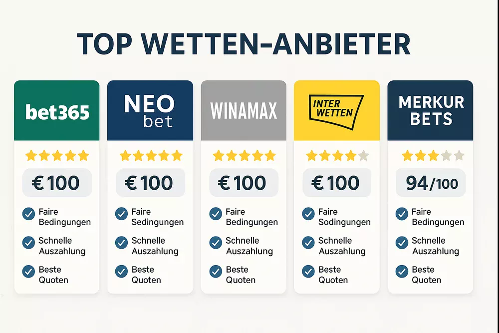 Vergleich führender Wetten-Apps mit Logos und Bewertungen